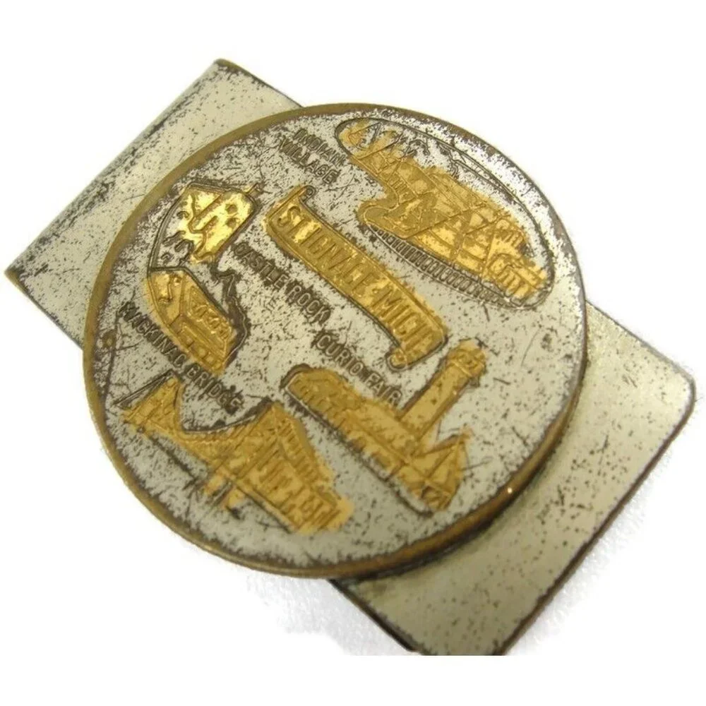 Vintage St. Ignace Michigan Money Clip Men Wallet ID Credit Card Holder
